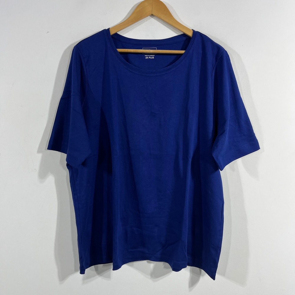 LL Bean Capsule Granola Womens 2X Royal Blue Cotton Short Sleeve T-Shirt NEW